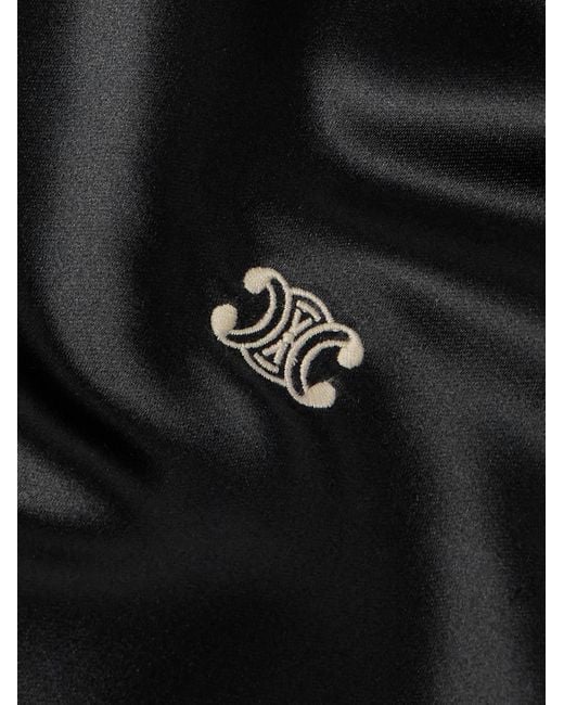 Céline Black Teddy Logo-Embroidered Satin Varsity Jacket for men
