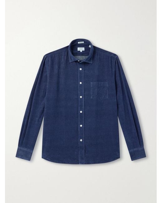 Hartford Blue Paul Cotton-Corduroy Shirt for men