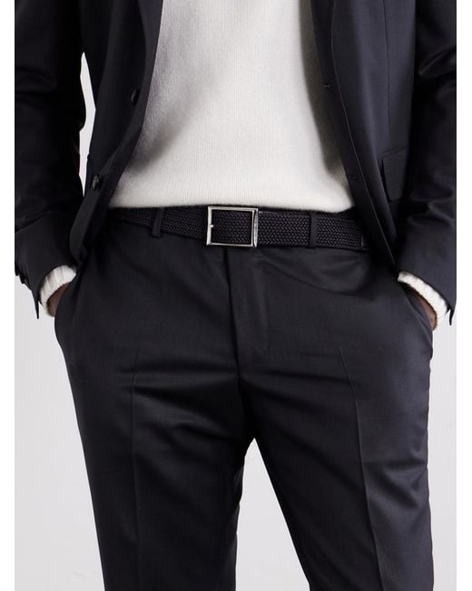 Berluti Black 3.8cm Leather-trimmed Braided Belt for men