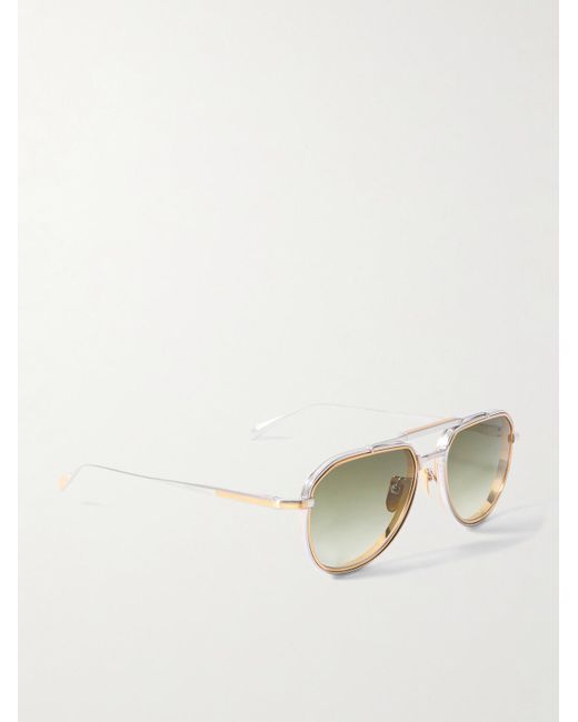 Jacques Marie Mage Natural Commander Aviator-Style Brushed Two-Tone Beta Titanium Sunglasses for men