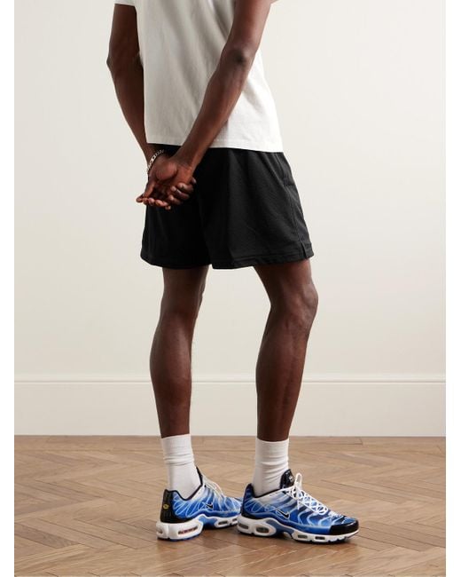 Nike Black Solo Swoosh Straight-leg Logo-embroidered Mesh Shorts for men