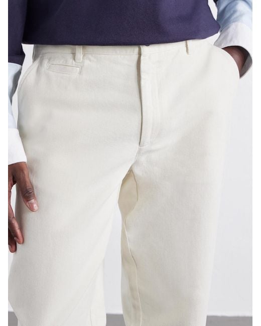 Portuguese Flannel White Labura Straight-Leg Cotton-Gabardine Trousers for men