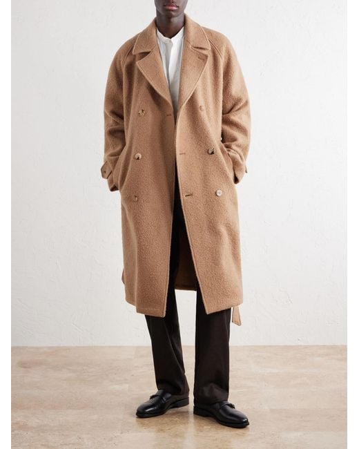De Bonne Facture Natural Belted Double-Breasted Brushed Wool And Camel Hair-Blend Coat for men