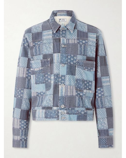 RRL Blue Patchwork Cotton Jacket for men