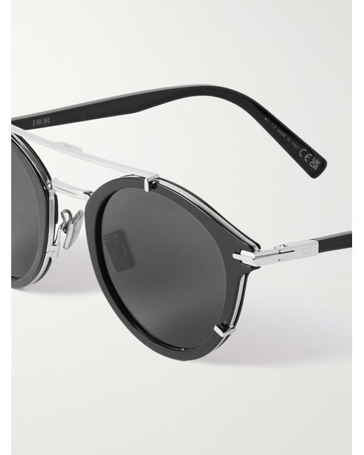 Dior Blue Diorblacksuit Ri Round-frame Acetate And Silver-tone Sunglasses for men