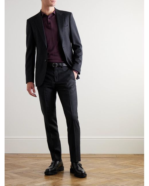 Mr P. Black Philip Slim-Fit Straight-Leg Wool-Flannel Suit Trousers for men