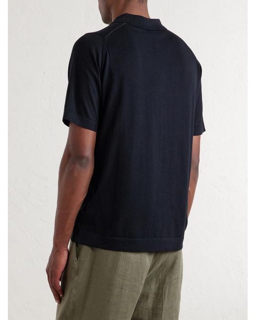 John Smedley Black Folke Sea Island Cotton Shirt for men