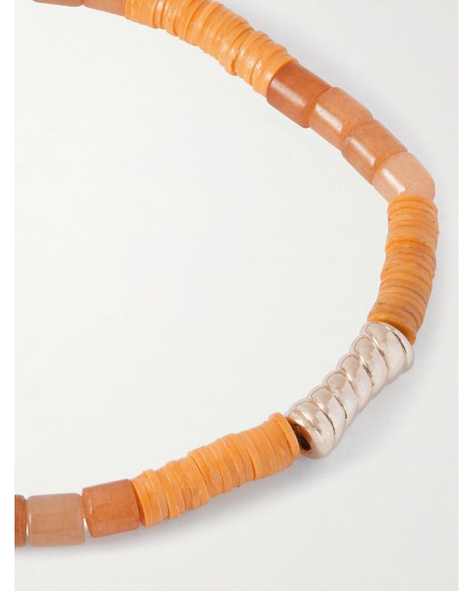 Luis Morais 14-karat Gold Orange Aventurine Beaded Bracelet for men
