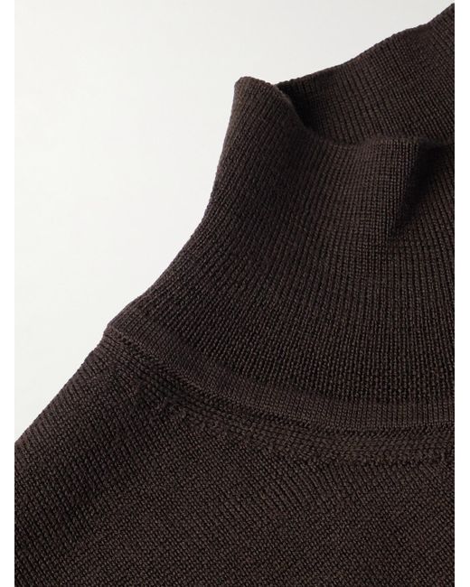 Mr P. Black Merino Wool Mock-Neck Sweater for men
