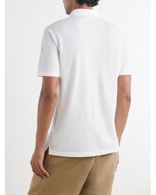 Slowear White Incotex Zanone Slim-Fit Icecotton Polo Shirt for men