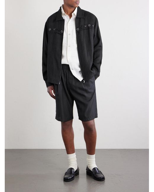 Kartik Research Black Embroidered Linen Jacket for men
