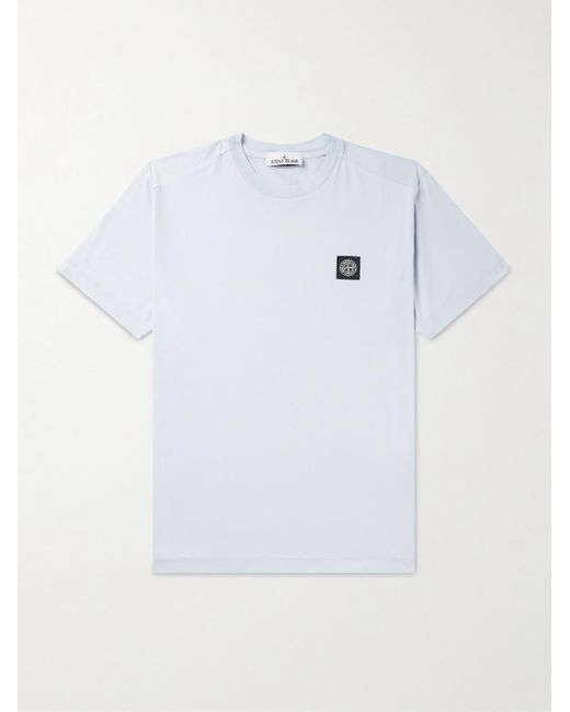 Stone Island T-Shirt aus Baumwoll-Jersey mit Logoapplikation in White für Herren