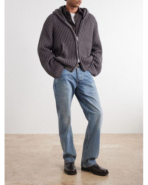 Our Legacy Gray Level Merino Wool Zip-Up Hoodie for men