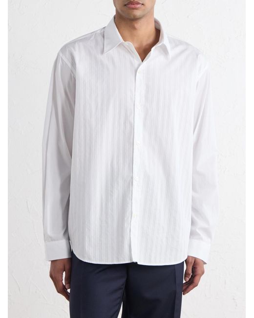 mfpen White Auditorium Striped Cotton-Mélange Shirt for men