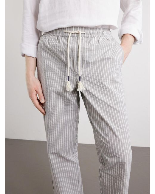 Orlebar Brown White Sonoran Straight-Leg Striped Cotton-Blend Seersucker Trousers for men