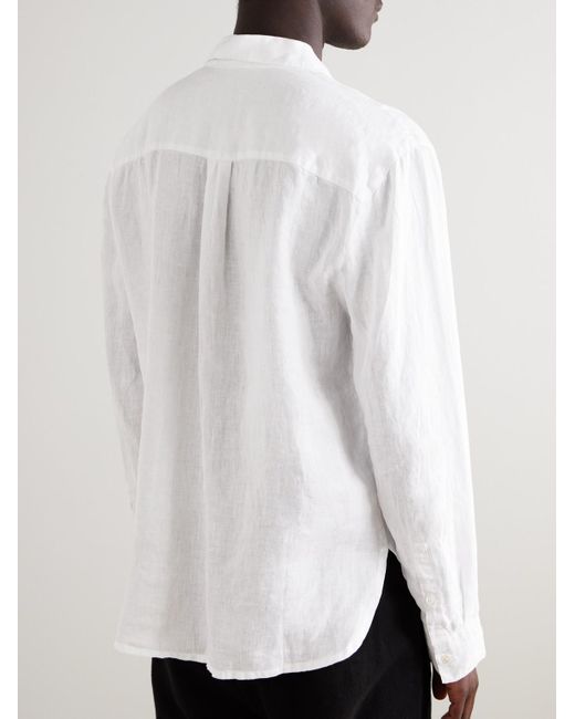 James Perse White Garment-Dyed Linen Shirt for men