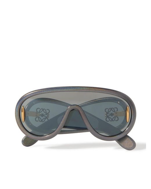 Loewe Gray Paula's Ibiza Wave Mask Oversized D-frame Glittered Acetate Sunglasses for men