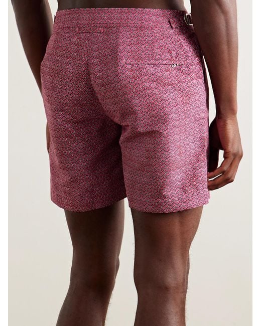 Orlebar Brown Pink Bulldog Riptide Straight-Leg Mid-Length Printed Recycled Swim Shorts for men