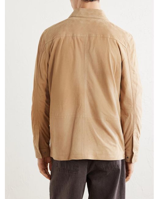 Peter Millar Natural Featherweight Suede Jacket for men
