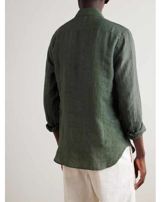 Orlebar Brown Green Giles Linen Shirt for men