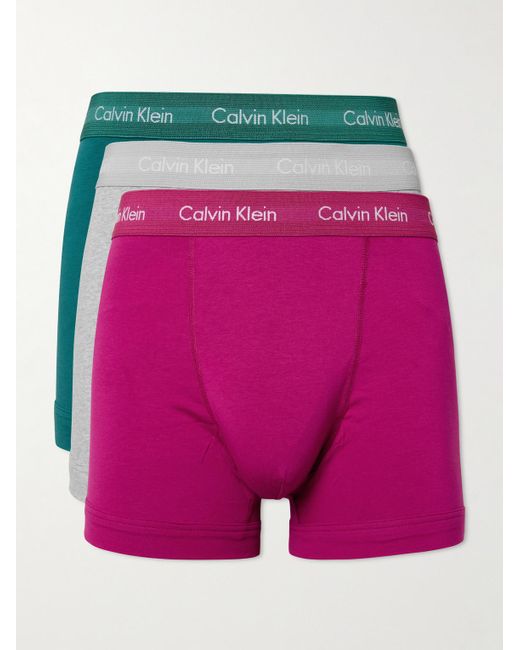Calvin Klein Pink Three-pack Stretch-cotton Boxer Briefs for men