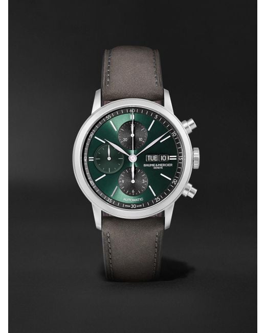 Baume & Mercier Black Classima Automatic Chronograph 42Mm Stainless Steel And Leather Watch, Ref. No. 10783 for men
