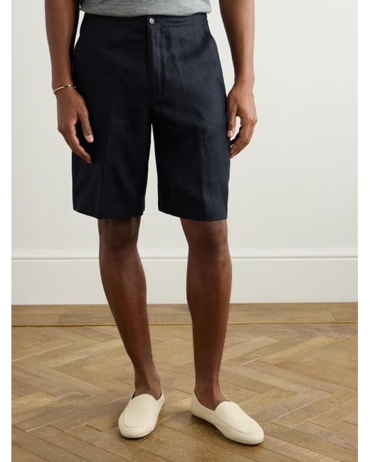 Loro Piana Blue Straight-Leg Linen Shorts for men
