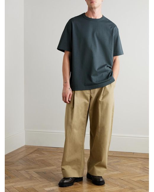 Mr P. Blue Oversized Cotton-jersey T-shirt for men