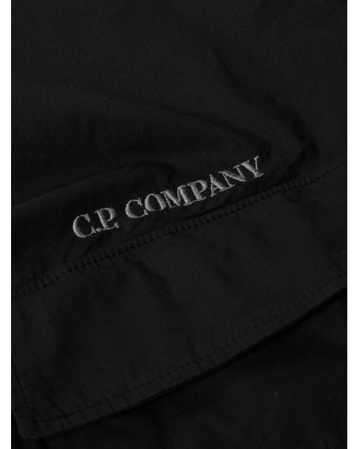 C P Company Black Logo-embroidered Cotton-poplin Shirt for men