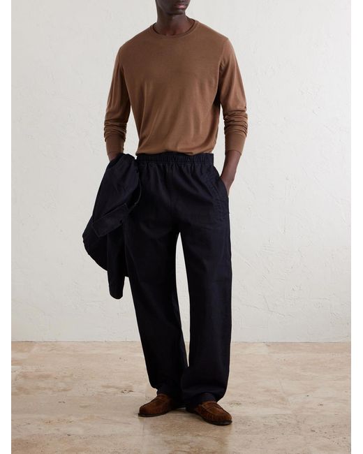 William Lockie Brown Merino Wool Sweater for men