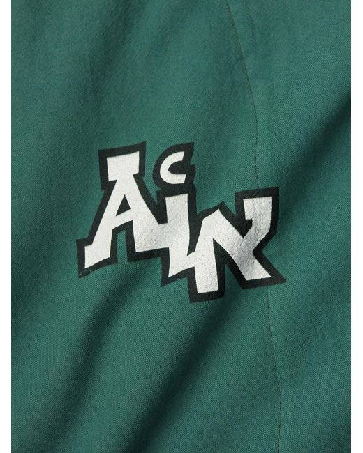Adish Green The Inoue Brothers Camp-Collar Logo-Detailed Garment-Dyed Cotton Shirt for men