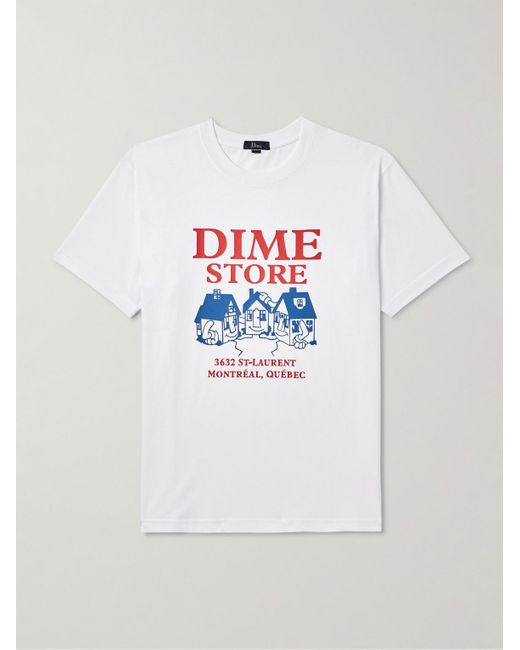 T-shirt in jersey di cotone con logo di Dime in White da Uomo