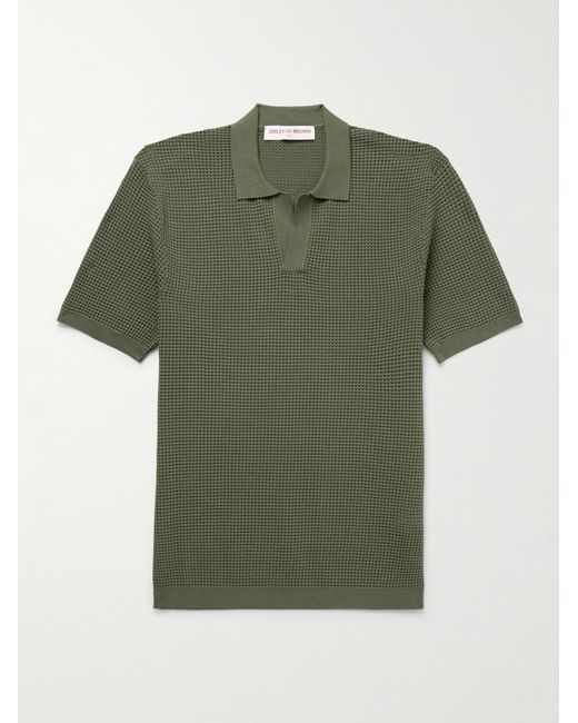 Orlebar Brown Green Roddy Waffle-knit Lenzingtm Ecoverotm-blend Polo Shirt for men