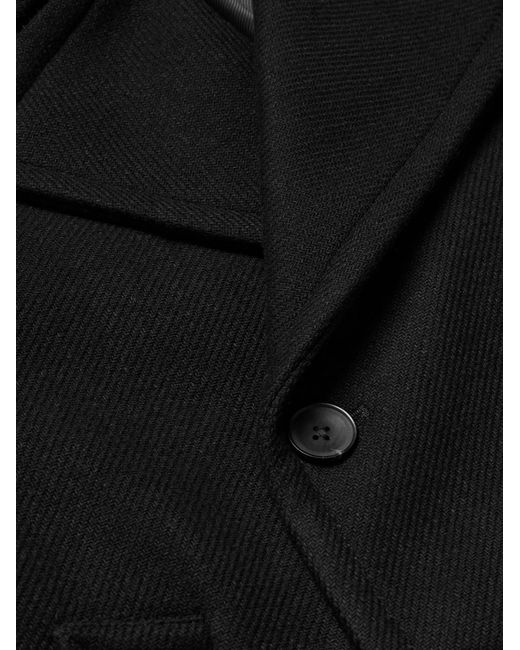 Mr P. Black Wool-Blend Twill Peacoat for men