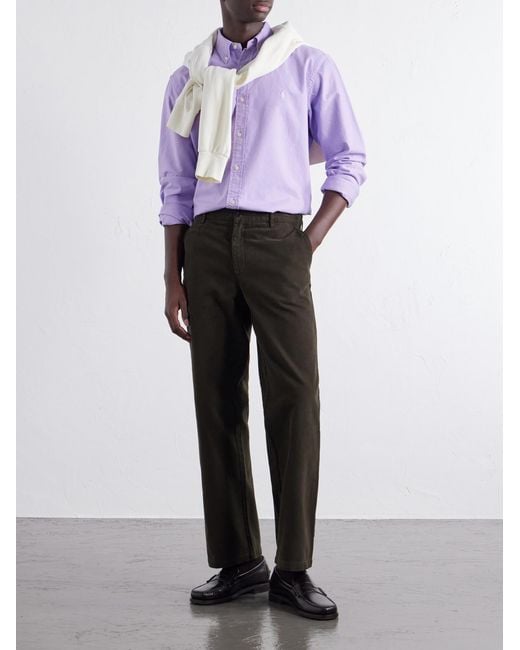 Portuguese Flannel Gray Labura Straight-Leg Cotton-Gabardine Trousers for men