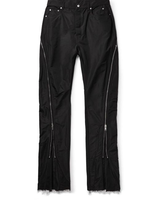 Rick Owens Black Bolan Banana Slim-fit Flared Zip-embellished Faille Trousers for men