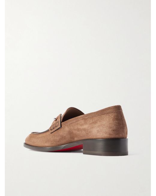 Christian Louboutin Brown Chambelimoc Embellished Suede Loafers for men