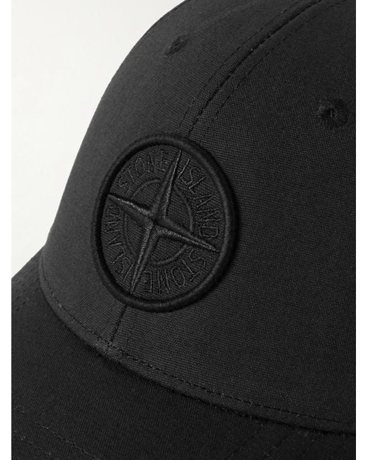 Stone Island Black Logo-embroidered Cotton-canvas Baseball Cap for men