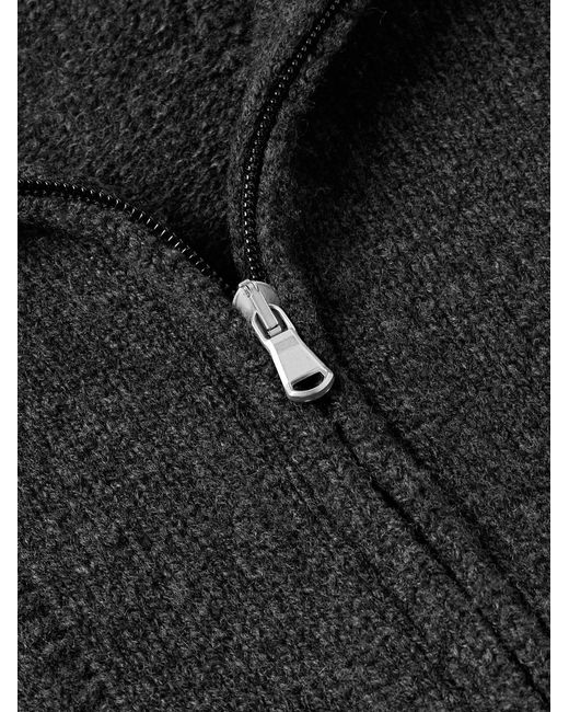 Inis Meáin Black Lifeline Merino Wool And Cashmere-blend Zip-up Cardigan for men
