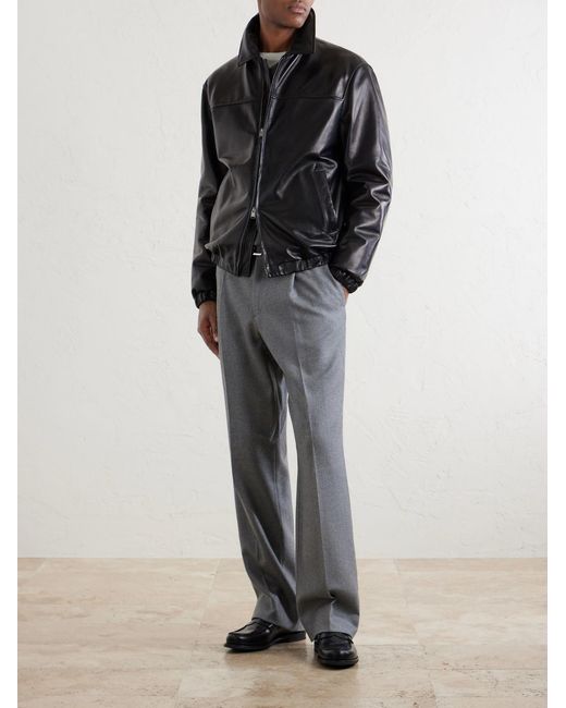 Canali Black Leather Jacket for men