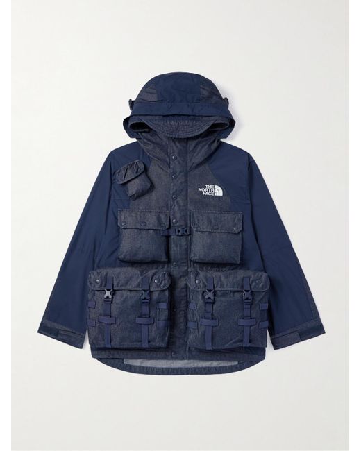 The North Face Blue Logo-embroidered Denim And Gore-tex Hooded Jacket for men