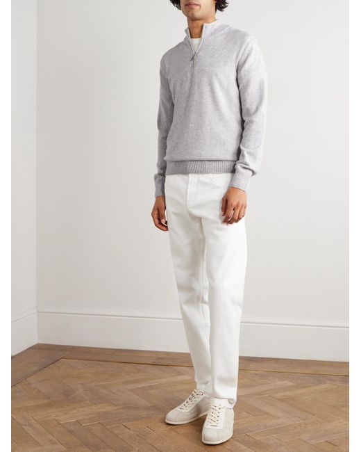 Eleventy Gray Cashmere Half-Zip Sweater for men