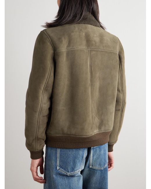 Saint Laurent Green Shearling Blouson Jacket for men