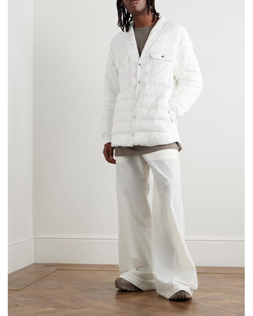 Rick Owens White Moncler Logo-Appliquéd Quilted Shell Down Jacket for men