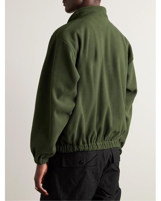 (w)taps Green Logo-embroidered Fleece Half-zip Sweatshirt for men
