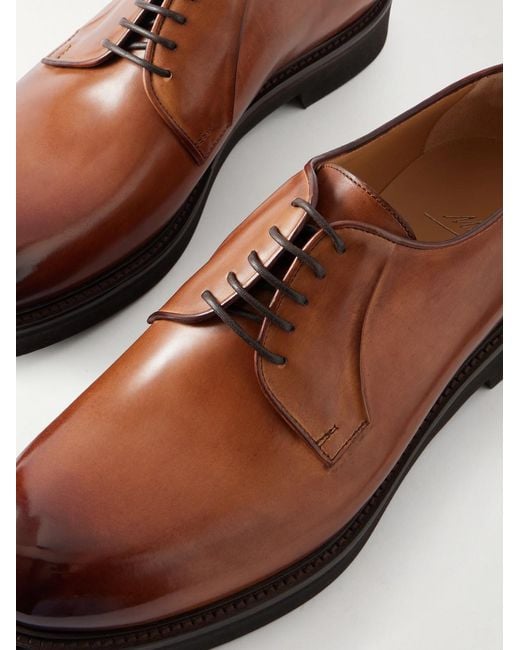 Mr P. Brown Leather Derby Shoes for men