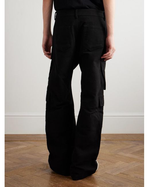 Rick Owens Black Straight-Leg Cotton-Twill Cargo Trousers for men