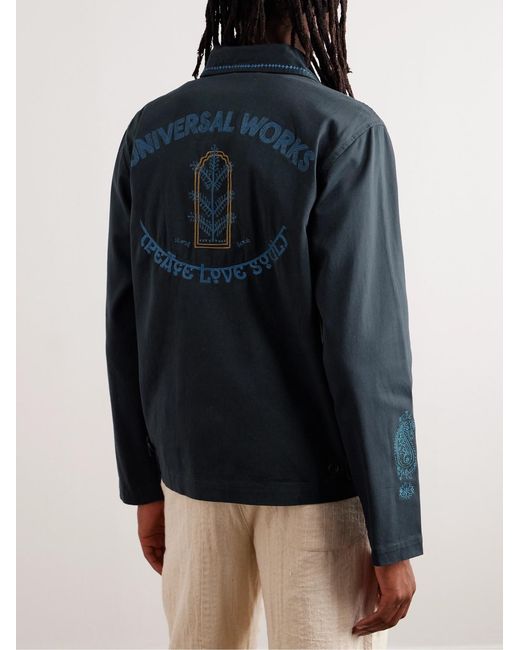 Universal Works Blue Embroidered Cotton-Twill Jacket for men
