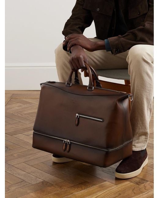 Berluti Brown Venezia Leather Holdall Bag for men