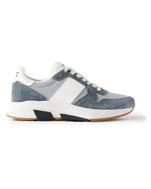 Tom Ford Blue Jagga Suede And Mesh Sneakers for men